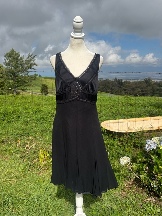 Nine West Dresses & Skirts - Vintage 90s Nine West Black Silk Embroidered Sleeveless  Party Cocktail Dress 8